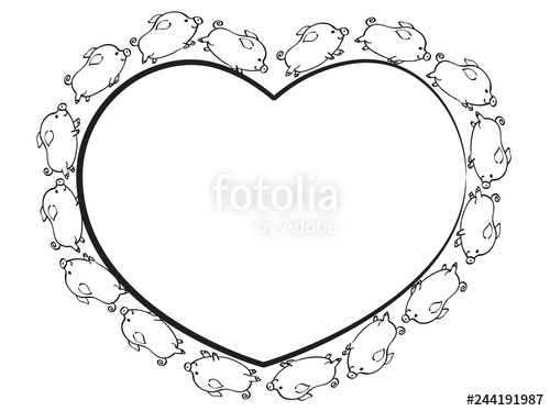 500x374 Pig Heart Shape Border Vector Stock Image And Royalty Free Vector