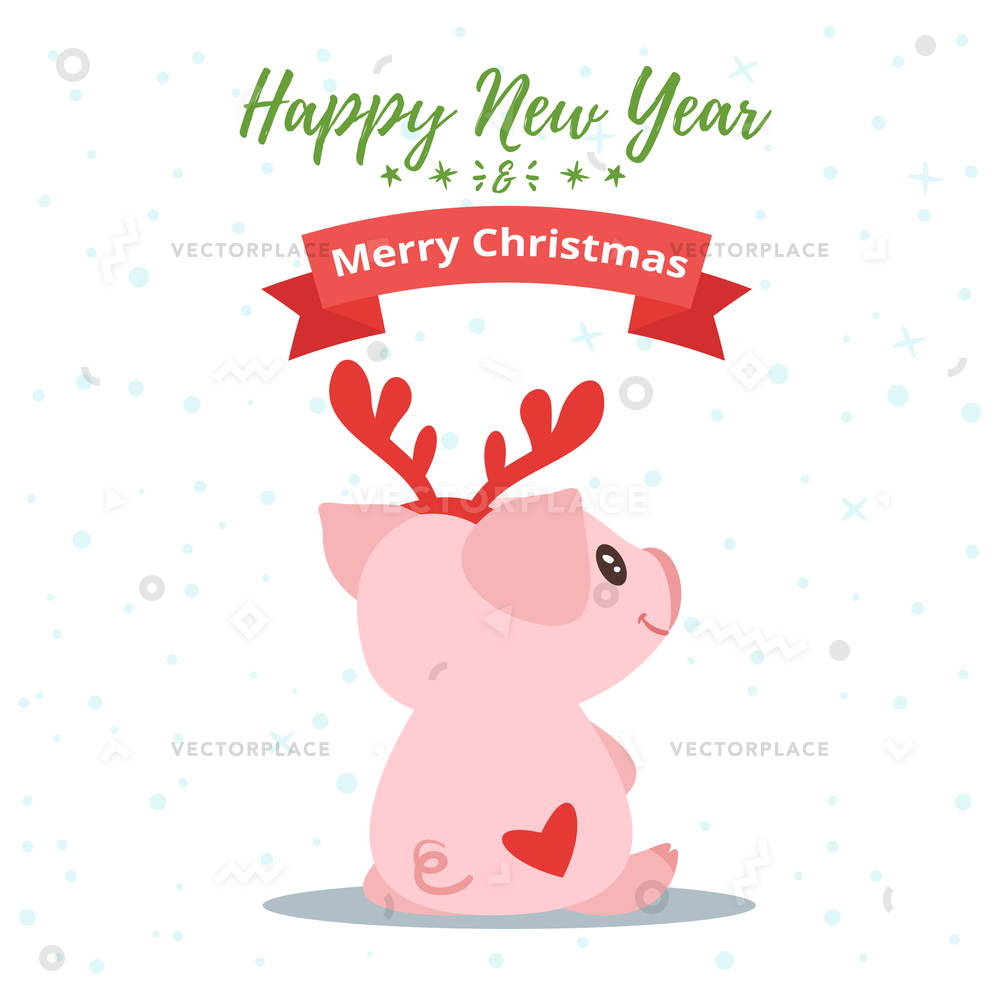 1000x1000 Cartoon Style Happy New Year Vector Illustration