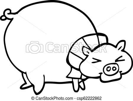 450x344 Line Drawing Cartoon Fat Pig
