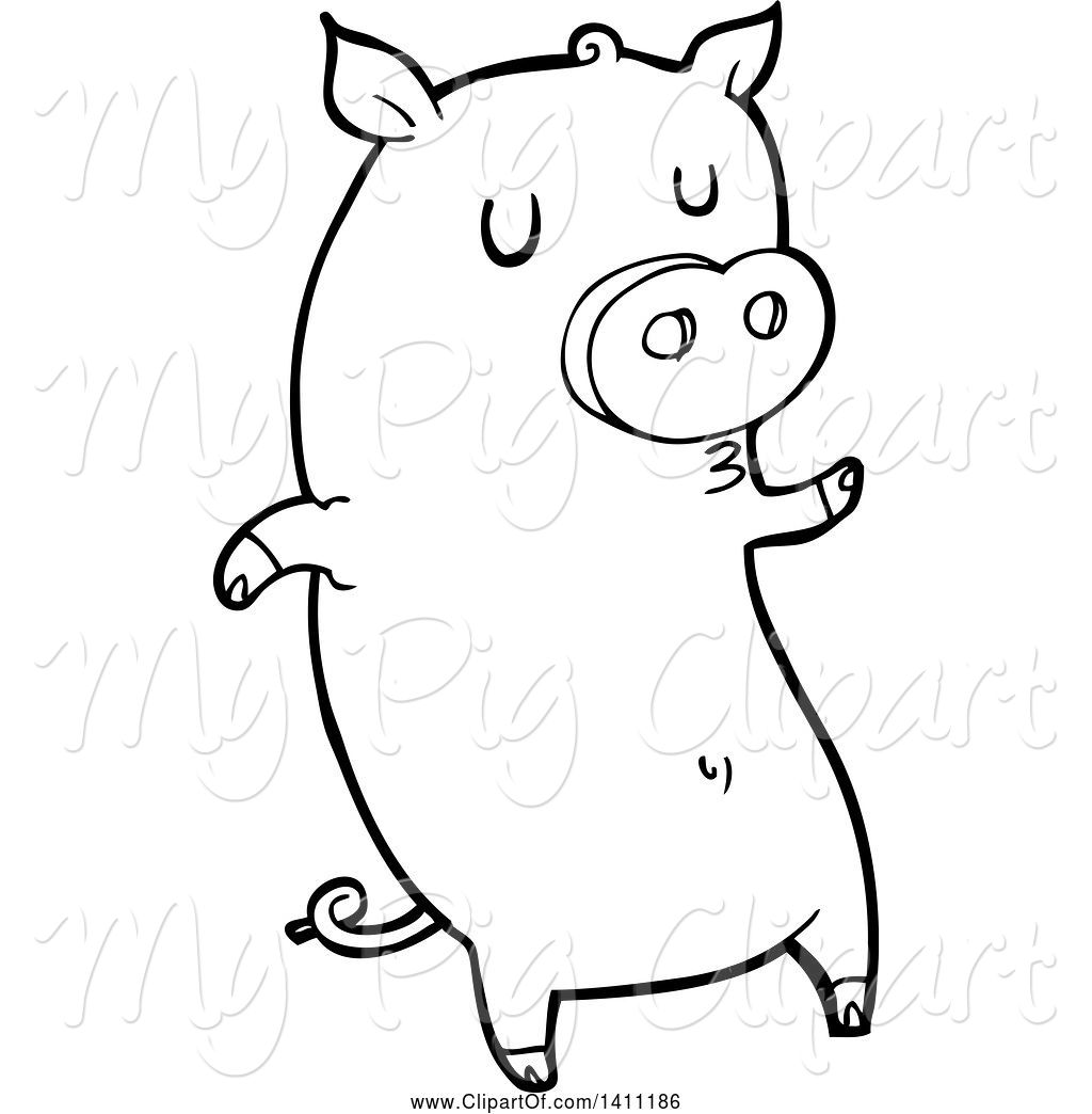 1024x1044 Swine Clipart Of Cartoon Black And White Lineart Pig