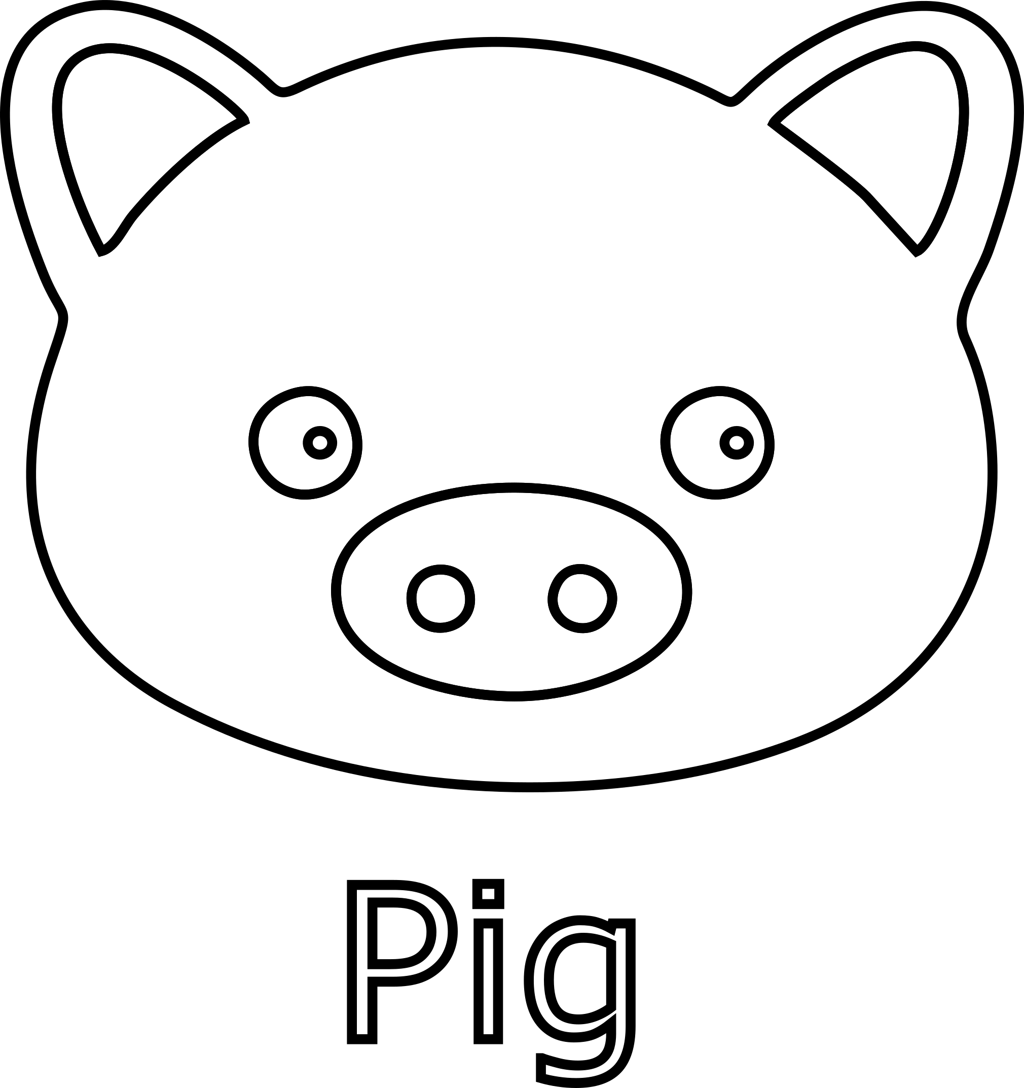 2020x2145 Unique Pig Face Line Art Black Image Daily Cliparts For You