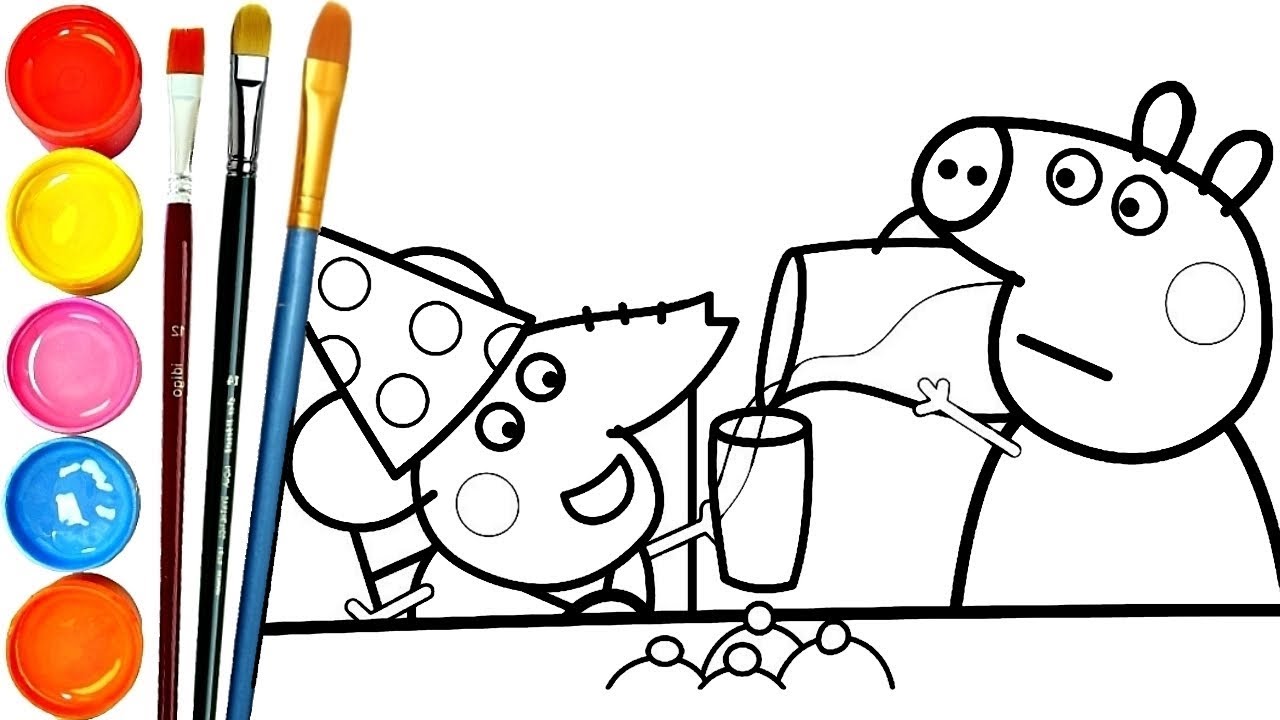1280x720 Peppa Pig Edmond Elephant Birthday Learning Drawing Coloring Pages