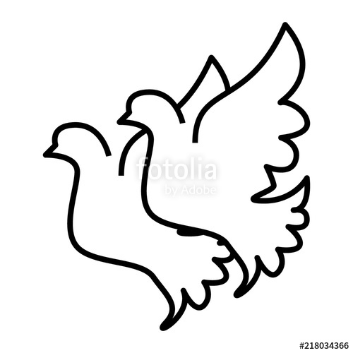 500x500 Wedding Doves Thin Line Icon Pigeons Vector Illustration Isolated