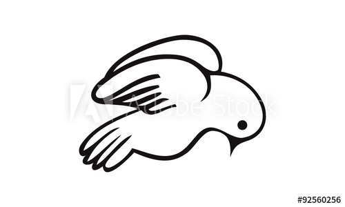 500x300 Outline Sketch Simple Pigeon Bird Logo Vector