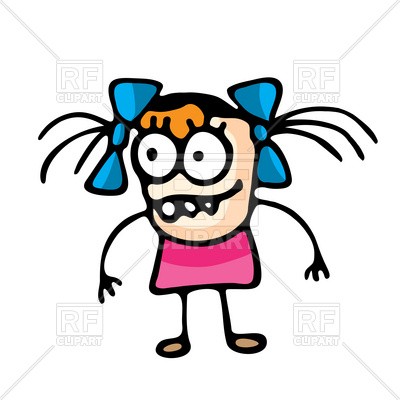 400x400 Funny Cartoon Girl With Pigtails Download Royalty Free Vector