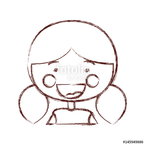 500x500 Blurred Contour Smile Expression Cartoon Half Body Girl
