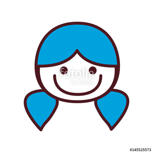 500x500 Hand Drawing Silhouette Front Face Girl With Blue Pigtails