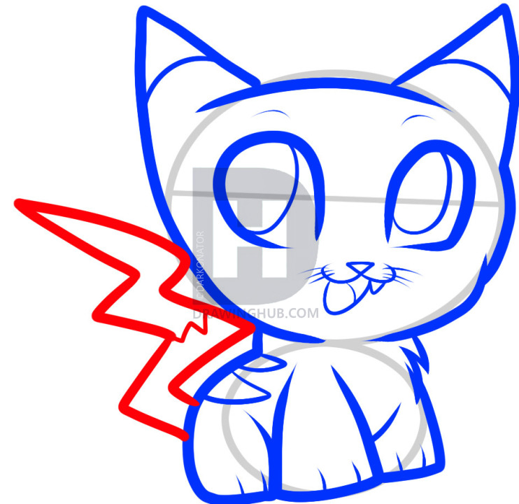 742x720 How To Draw Pikachu Kitty, Pikakitty, Step