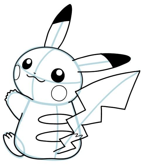 496x566 How To Draw Pikachu Step