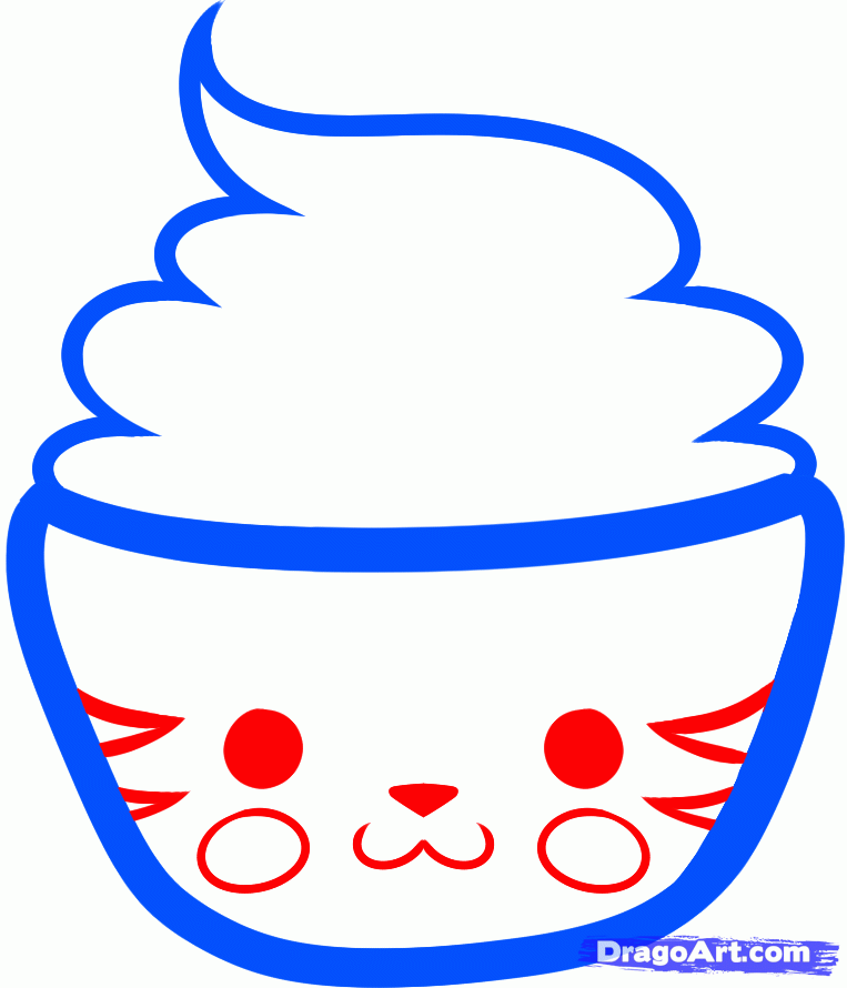 763x890 Draw A Pikachu Cupcake, Step