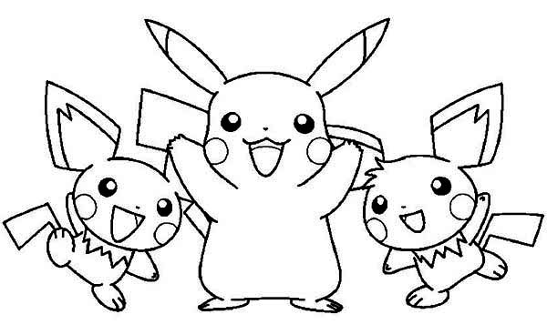 600x357 Free Pokemon Coloring Pages Pikachu And Pichu Pikachu Line Drawing