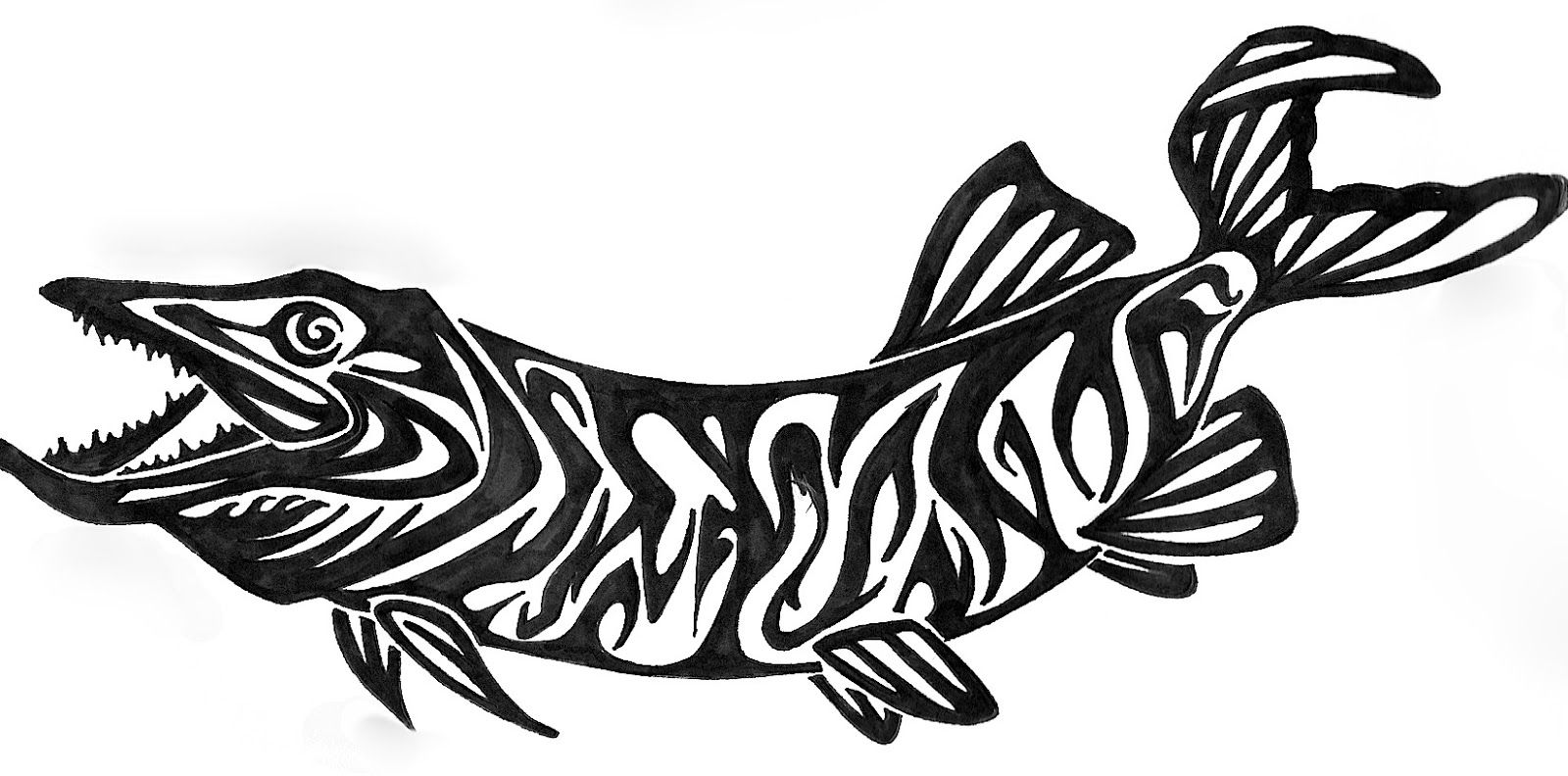 1600x792 the rogue outdoors muskie tattoo huntingfishing tattoos