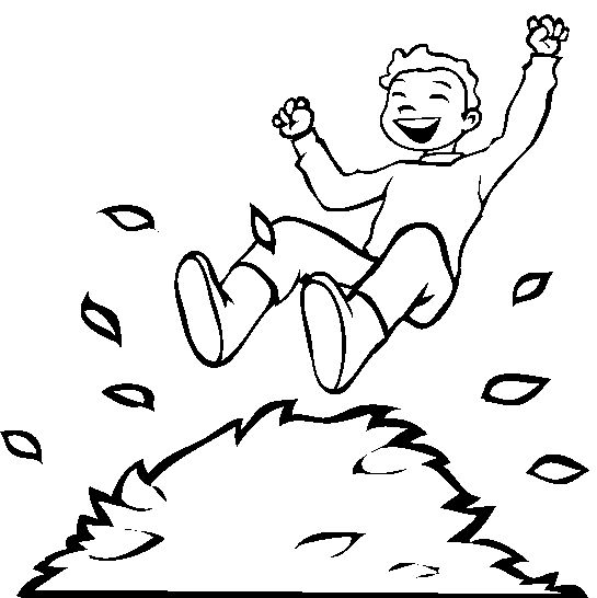 545x546 A Boy Jumping Into A Pile Of Leaves Coloring Pages