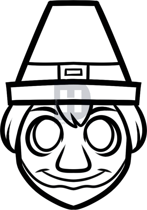 503x720 How To Draw A Pilgrim Face, Step