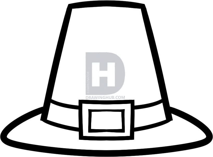 818x604 How To Draw A Pilgrim Hat, Step