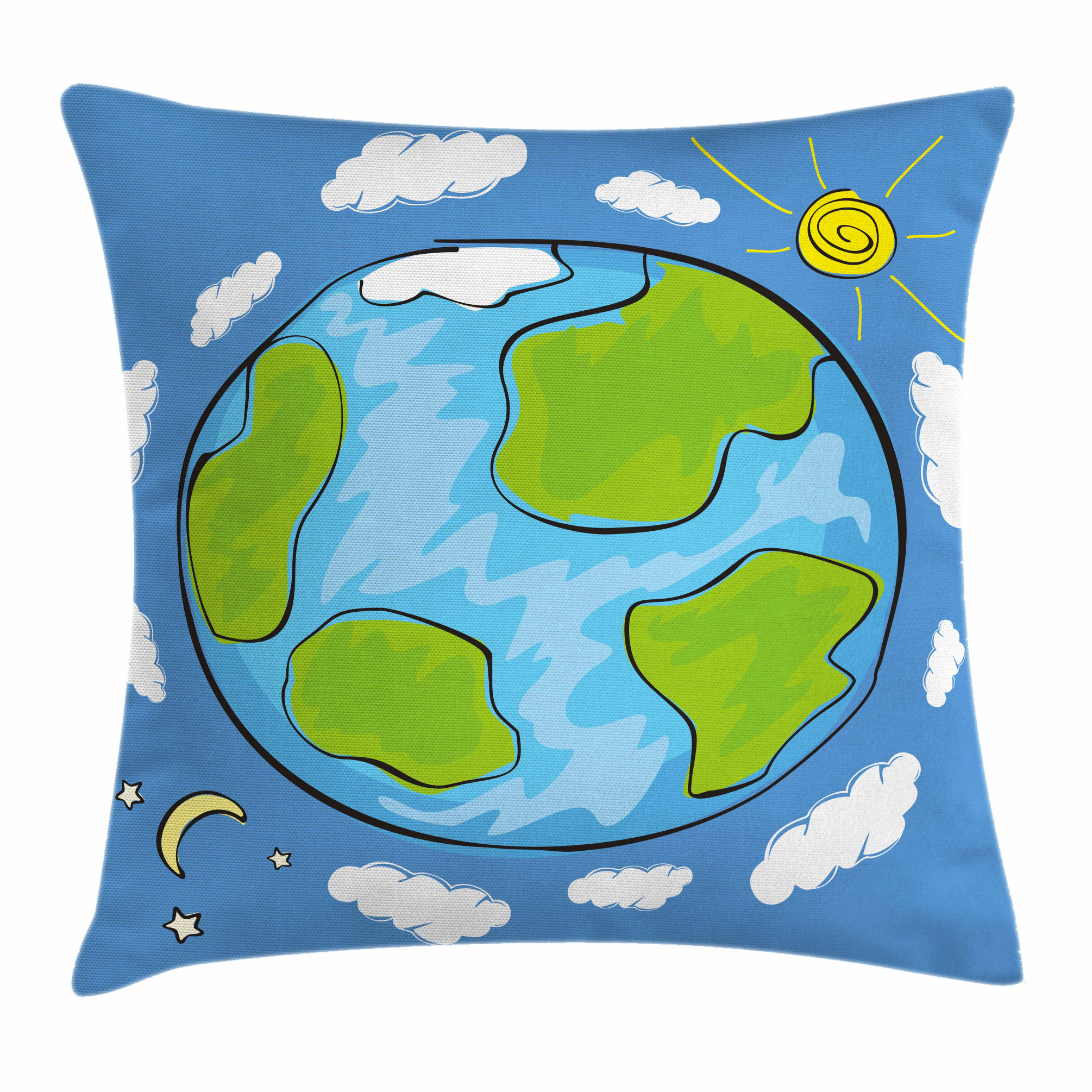 2010x2010 Kids Drawing Of Planet Pillow Cover