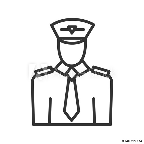 500x500 Pilot Linear Icon Thin Line Illustration Vector Isolated Outline