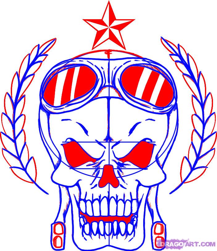 703x810 Step How To Draw A Pilot Skull