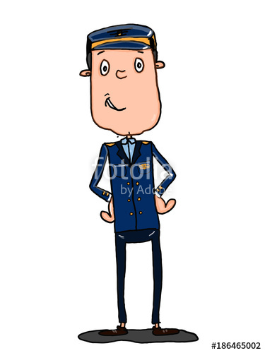 375x500 Illustration Cartoon Captain Pilot Drawing And White Background