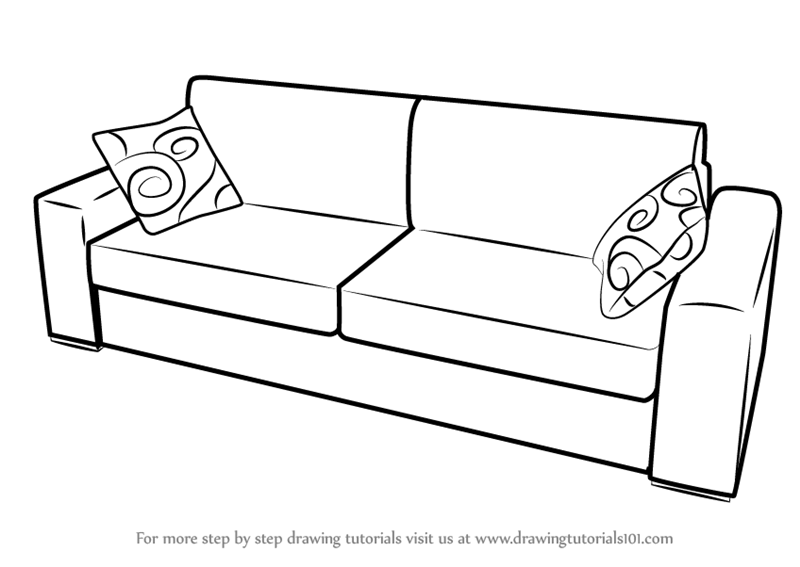 800x567 Learn How To Draw Sofa With Cushions