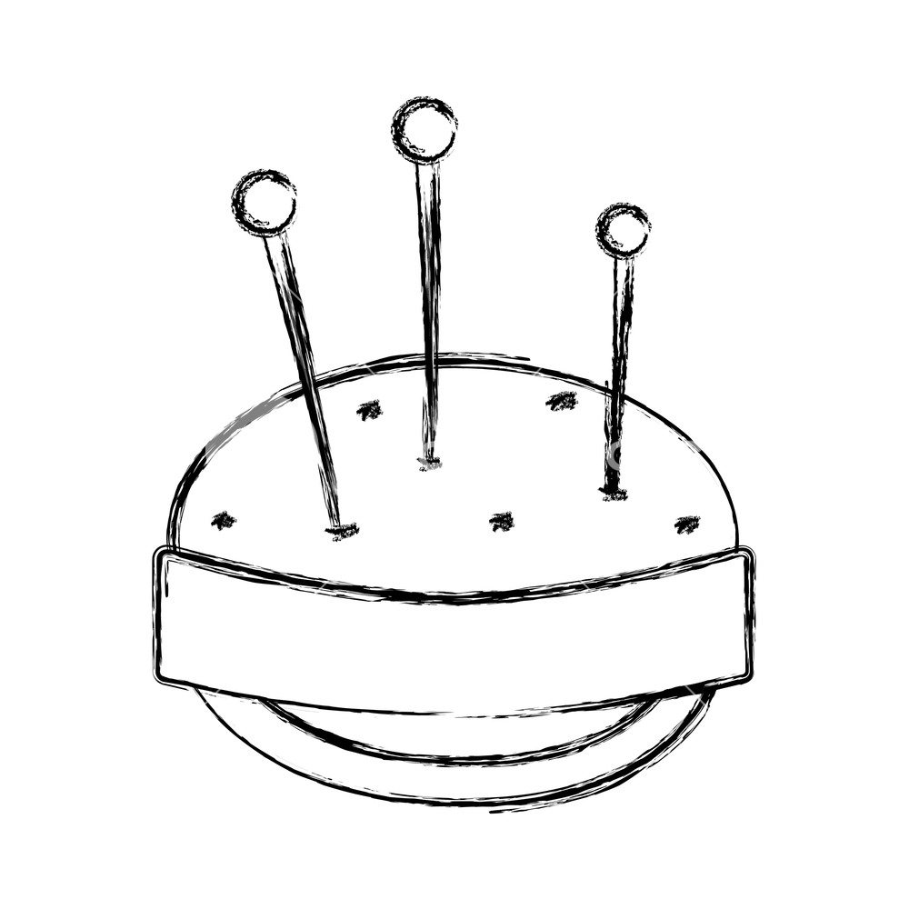 1000x1000 Figure Pin And Pincushion Sewing Tool Object Vector Illustration