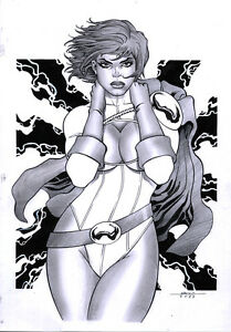 209x300 Marcelo Mueller Power Girl Pin Up Drawing Original Art Ebay