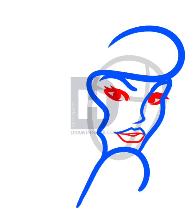 634x720 How To Draw A Pin Up Face, Step