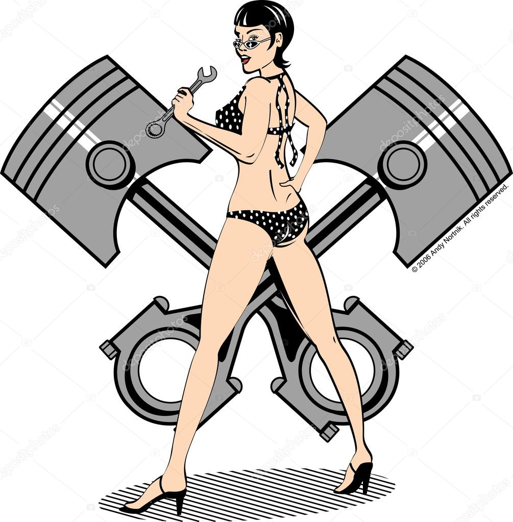 1005x1023 Pin Up Girl Vector Group With Items