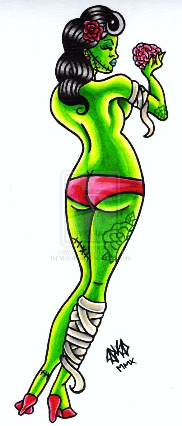 585x1365 Zombie Pin Up Girl Clipart