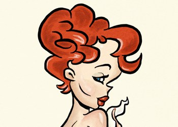350x250 Redhead Pinup With Towel Cartoon Pinups