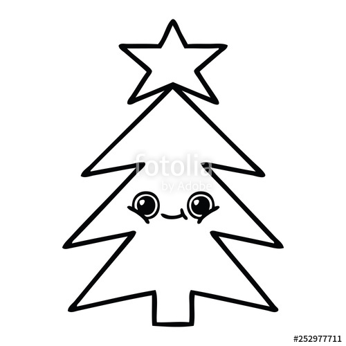 500x500 Line Drawing Cartoon Christmas Tree Stock Image And Royalty Free