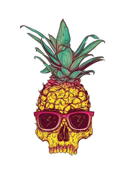 500x713 Download Skull Calavera Creative Tropical Fruit Pineapple Drawing