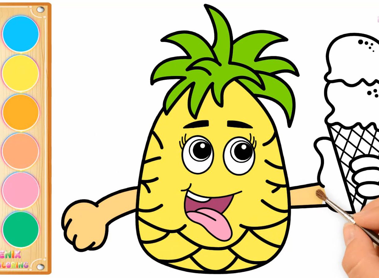 1224x900 How To Draw Pineapple Youtube For Kids Coloring Pages Flower