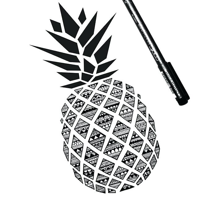 640x640 Pine Apple Drawing Pineapple Drawing Simple