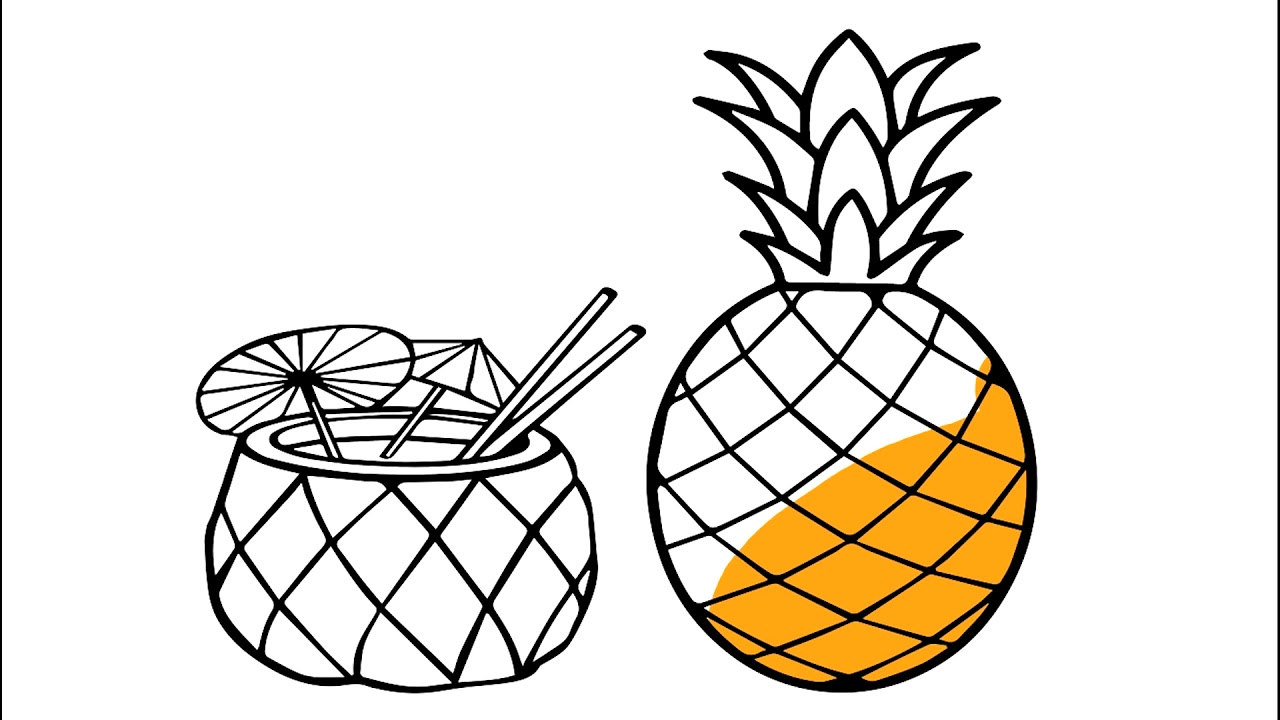 1280x720 Draw Pineapple And Pineapple Cocktail Step
