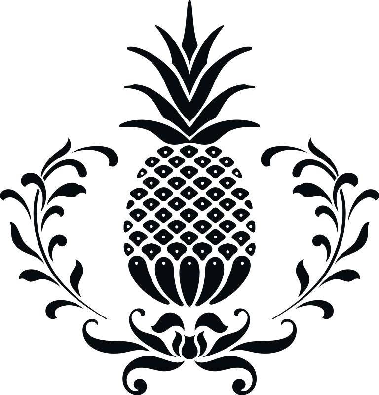 768x800 Outline Of A Pineapple Download Pineapple Outline Vector Free