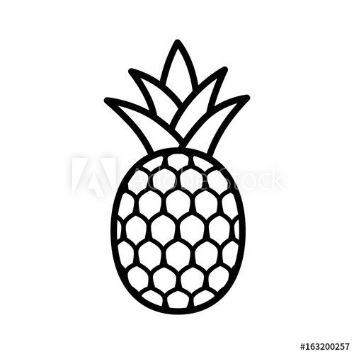 500x500 Pineapple Tropical Fruit With Leaves Line Art Vector Icon For Food