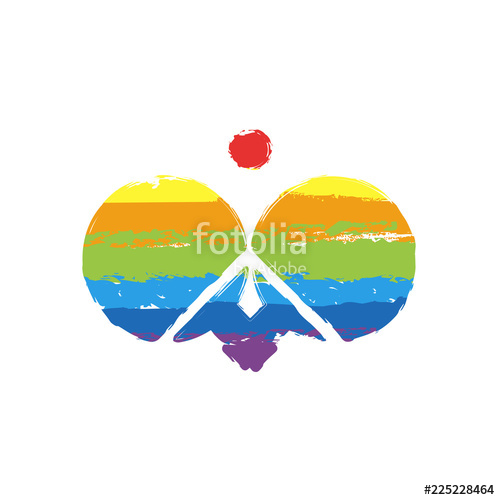 500x500 Ping Pong Icon Drawing Sign With Lgbt Style, Seven Colors