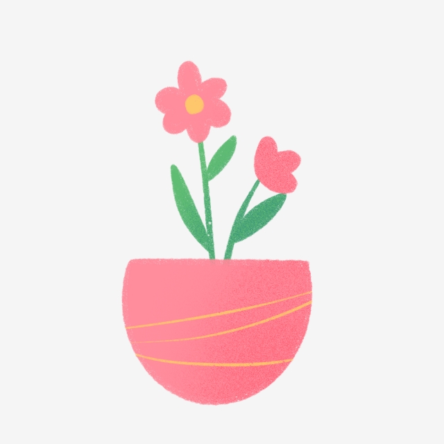640x640 Hand Drawn Cute Pink Flower And Pot, Nature, Hand Drawn, Drawing
