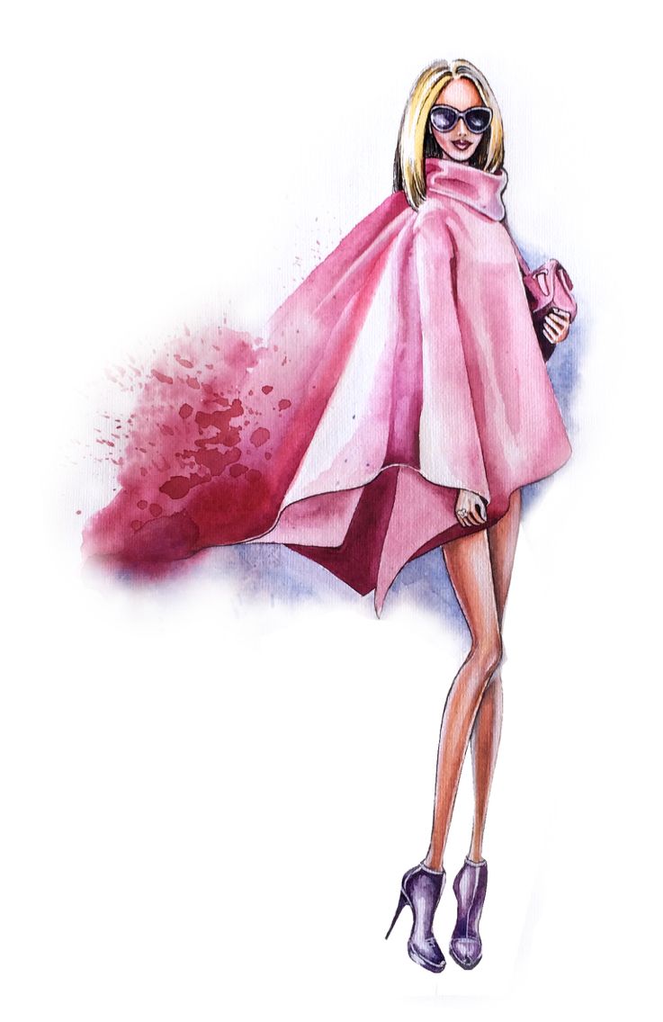 737x1136 Street Style Fashion Illustration, Pink Look