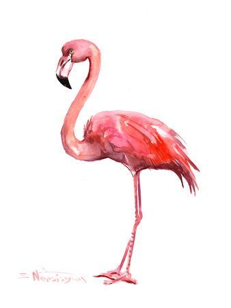 338x450 Pink Flamingo Giclee Print