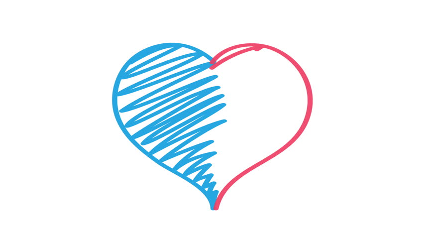 852x480 Drawing Half Heart And And Pink Drawing Half Heart Are