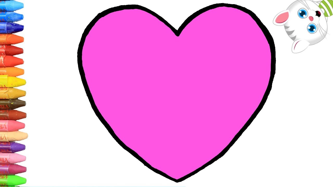 1280x720 Drawing Pink Heart Coloring For Toddlers And Drawing For Kids