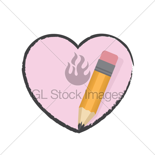 500x500 Pencil Drawing Heart Gl Stock Images