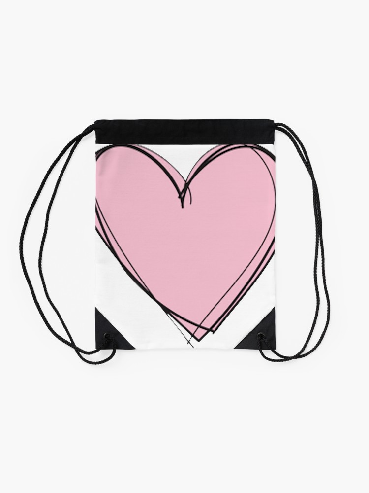 750x1000 Pink Drawing Heart Drawstring Bag