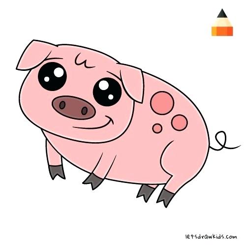 500x500 Pig Drawing Cartoon Pink Pig Cartoon Drawing