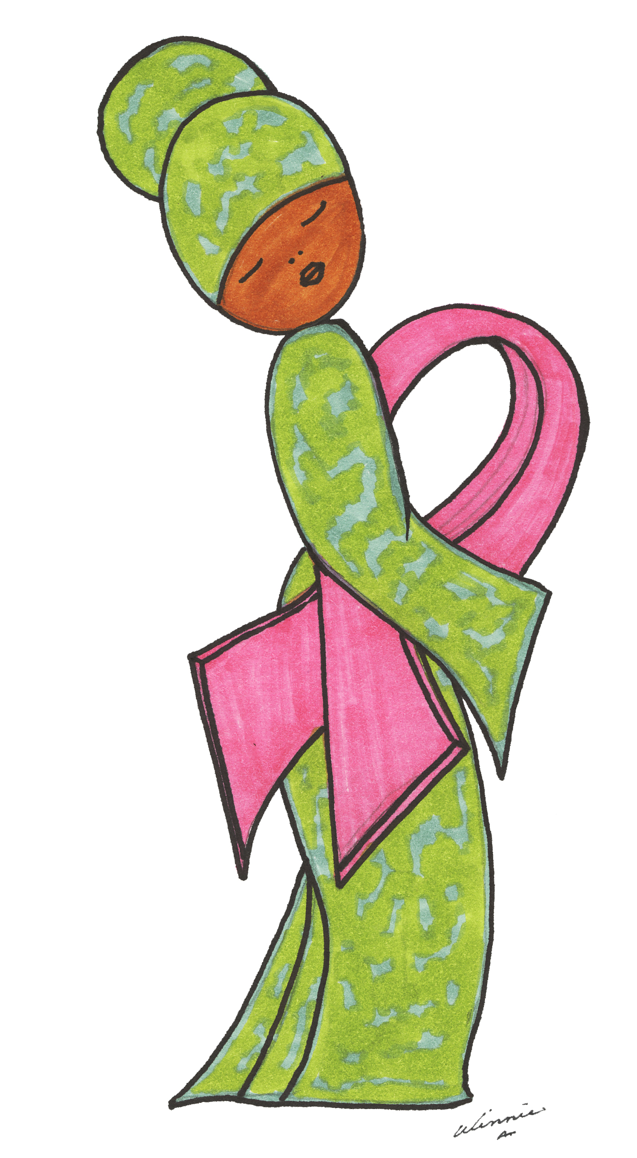 1249x2270 Pink Ribbon Green Moetleh Cards Messages