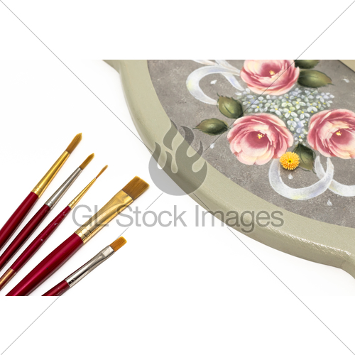 500x500 Pink Rose Drawing On Door Plate, Tole And Decorative Pain Gl