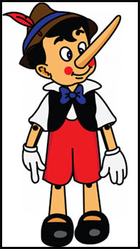 200x355 How To Draw Disney's Pinocchio Cartoon Characters Drawing