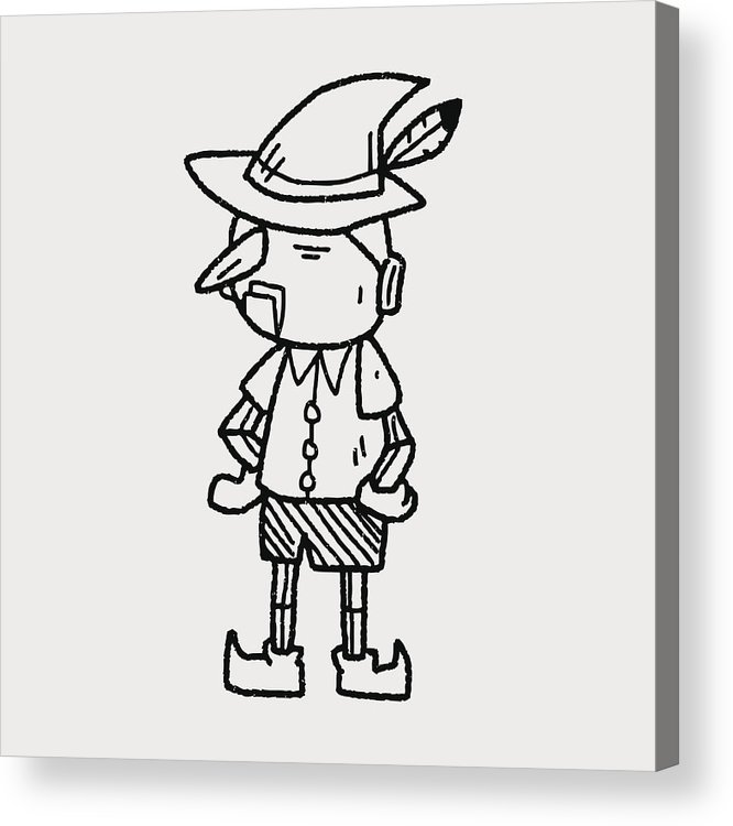 666x750 Pinocchio Doodle Acrylic Print